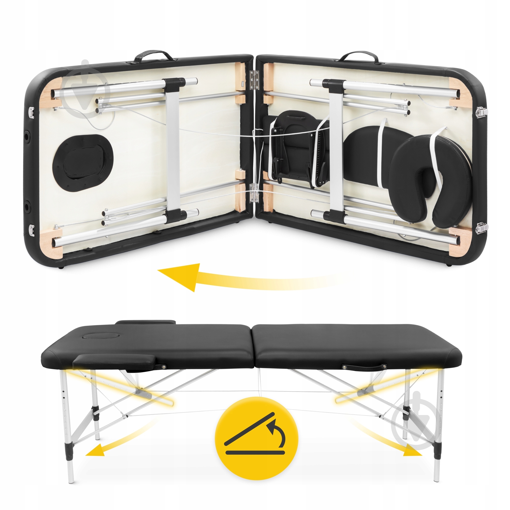 Масажний стіл 4fizjo складний Massage Table Alu W60 Black (P-5907739318374) - фото 2
