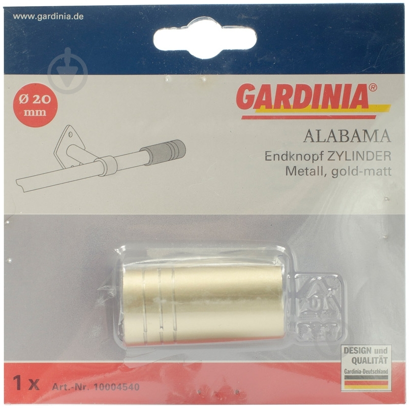 Наконечник Gardinia Alabama Zylinder наборной d20 мм золото 1 шт. - фото 2 Наконечник Gardinia Alabama Zylinder наборной d20 мм золото 1 шт. - фото 2