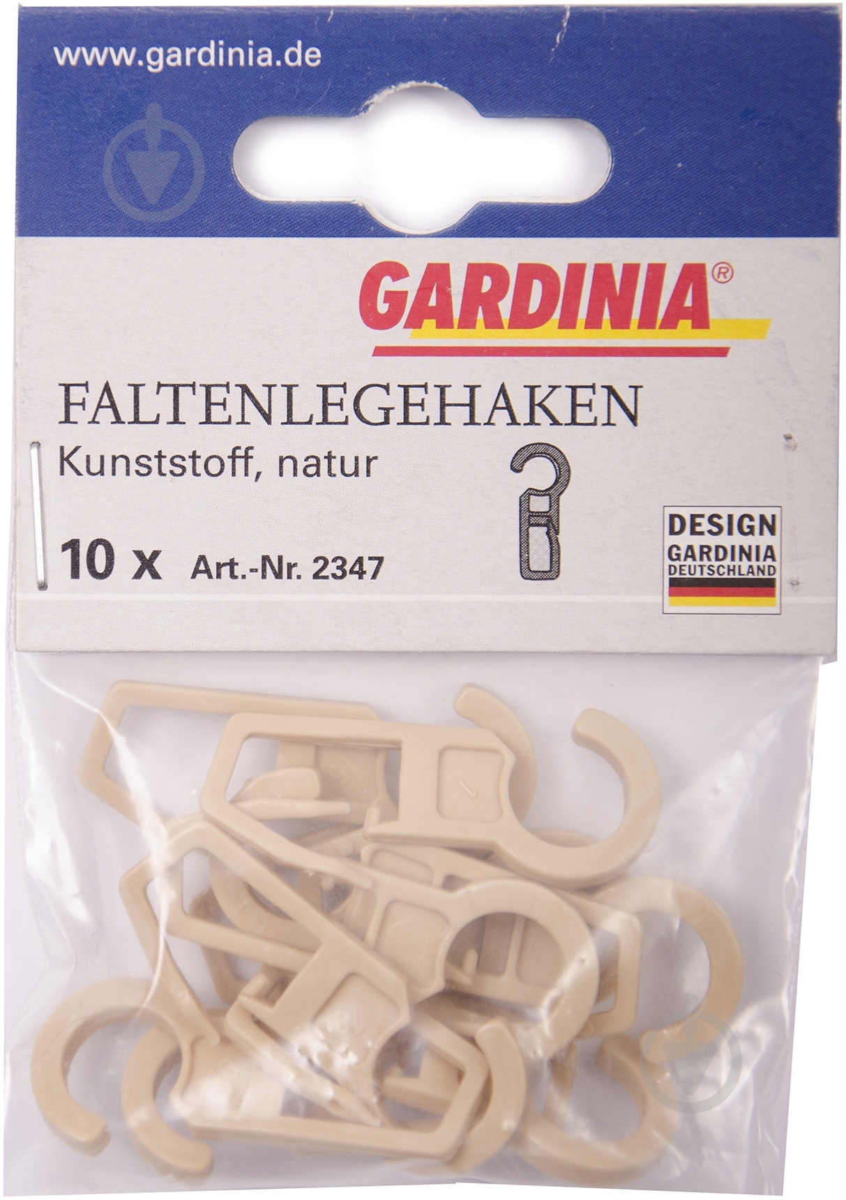 Гачки Gardinia натуральний 10 шт. - фото 2 Гачки Gardinia натуральний 10 шт. - фото 2