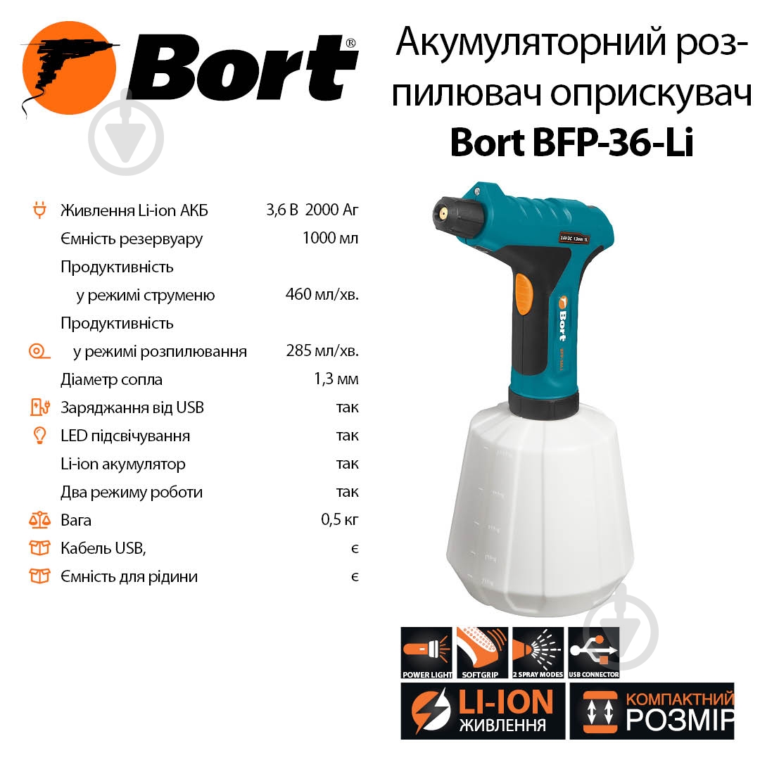 Краскораспылитель Bort BFP-36-Li - фото 5