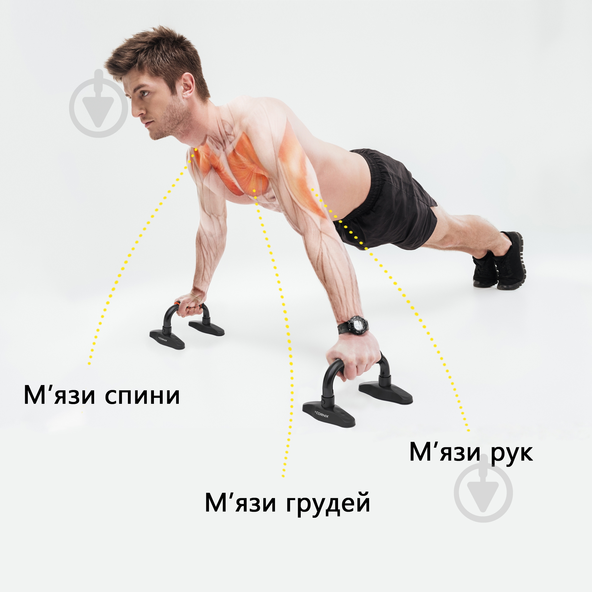 Упоры для отжимания Cornix Push-up Bars XR-0168 Black/Orange - фото 4