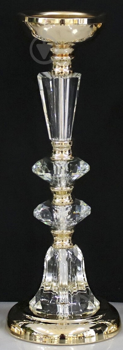 Свічник Cristallo метал скло золотий 12х12х32,5 см (24540B) - фото 1 Свічник Cristallo метал скло золотий 12х12х32,5 см (24540B) - фото 1