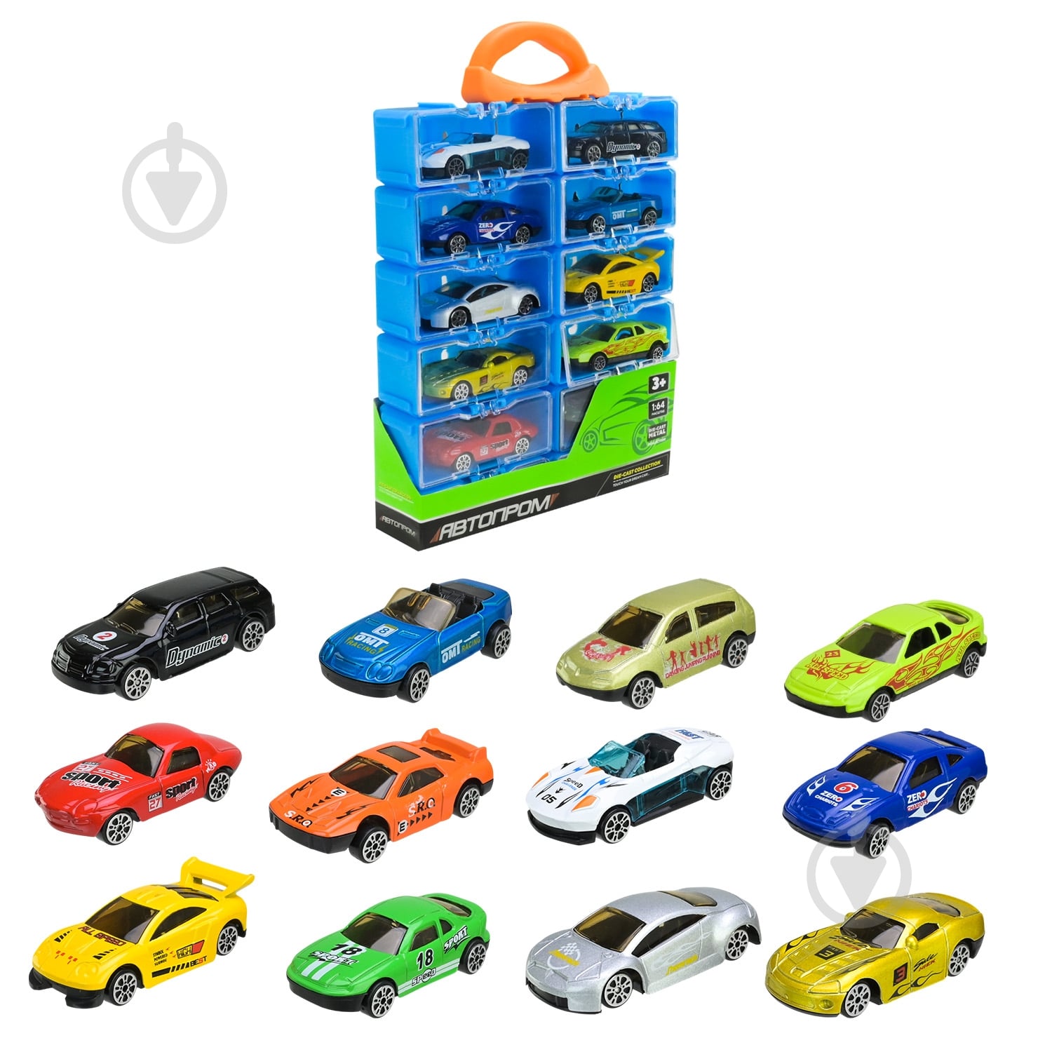 Набор машинок Автопром 12 шт. 1:64 AP7531 - фото 1