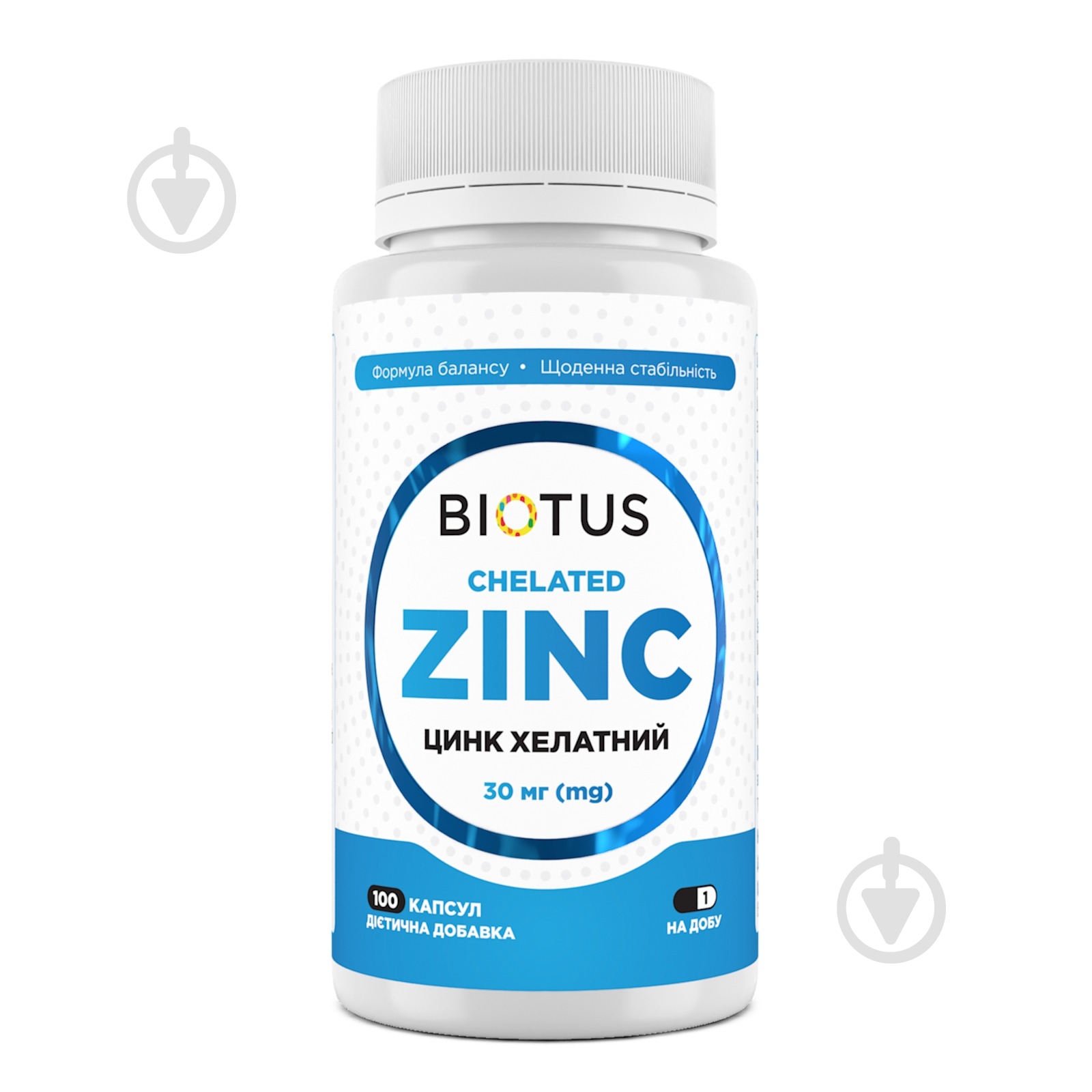 Мінерал Biotus Хелатний цинк 30мг, Chelated Zinc, Biotus, 100 капсул 100 шт./уп. 300 г - фото 1