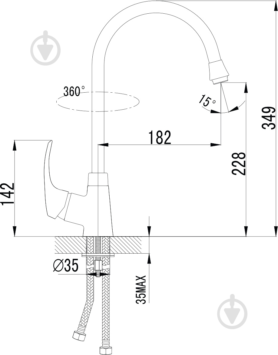 Смеситель для кухни Imprese Malse 55010 - фото 5