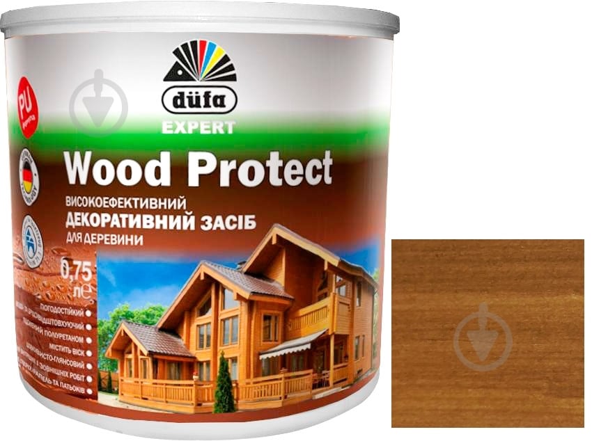Декоративний засіб Dufa EXPERT Wood Protect дуб шовковистий глянець 0,75 л - фото 1