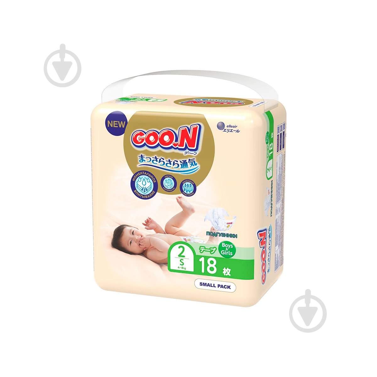 Подгузники Goo.N Premium Soft S 4-8 кг 18 шт. - фото 1