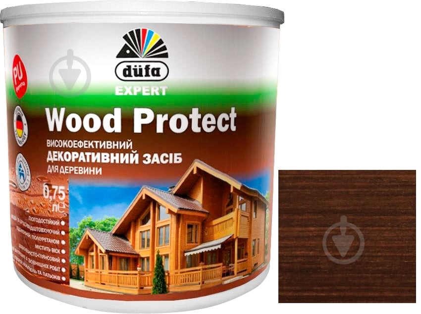 Декоративний засіб Dufa EXPERT Wood Protect палісандр шовковистий глянець 0,75 л - фото 1