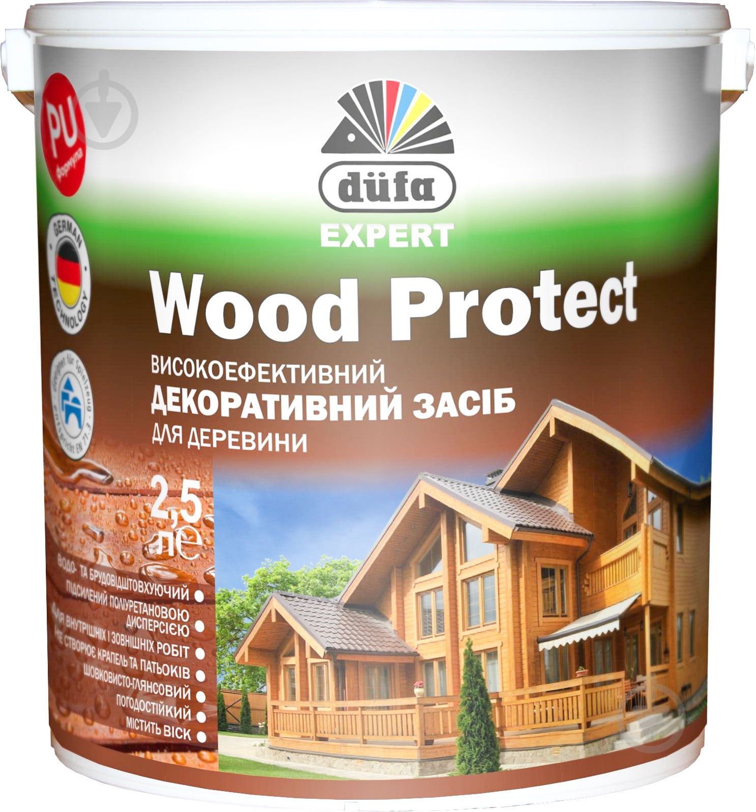 Декоративний засіб Dufa EXPERT Wood Protect білий шовковистий глянець 2,5 л - фото 2