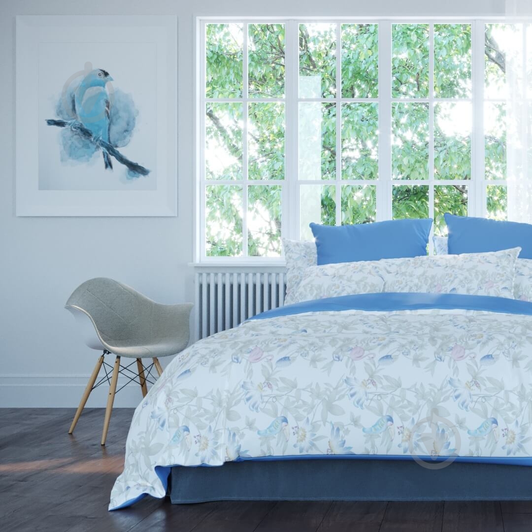 Комплект постельного белья Птица евро белый с рисунком Balak Home - фото 2
