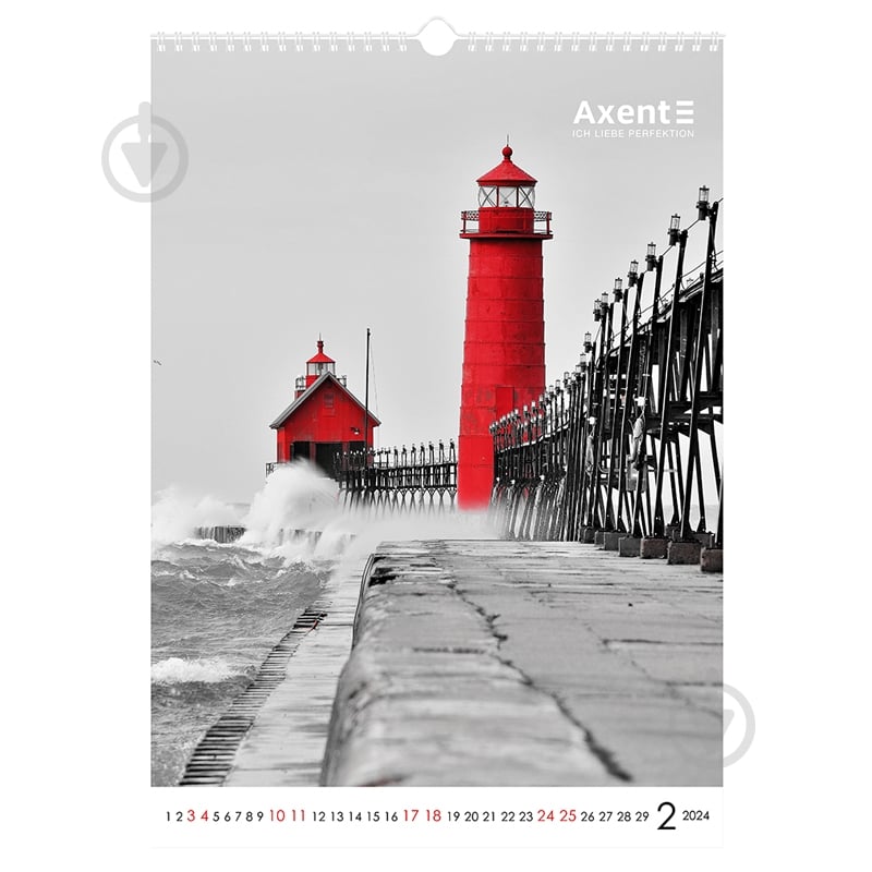 Календарь настенный Axent А3 Red & Black 2024 - фото 3