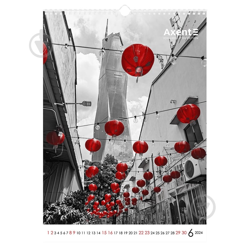 Календарь настенный Axent А3 Red & Black 2024 - фото 4