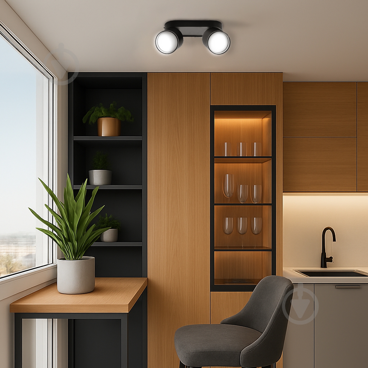 Светильник накладной поворотный Sensio под лампу 2x13 Вт GX53 черный MLT509-2 b - фото 3 Светильник накладной поворотный Sensio под лампу 2x13 Вт GX53 черный MLT509-2 b - фото 3