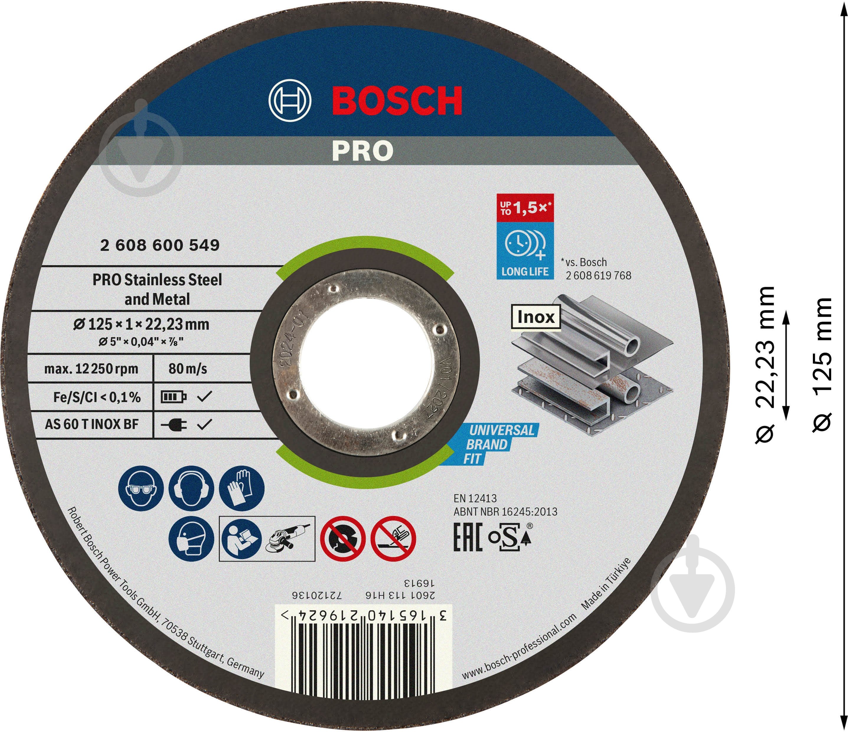 Круг відрізний Bosch 125х1,0x22,2 мм 2608600549 - фото 2