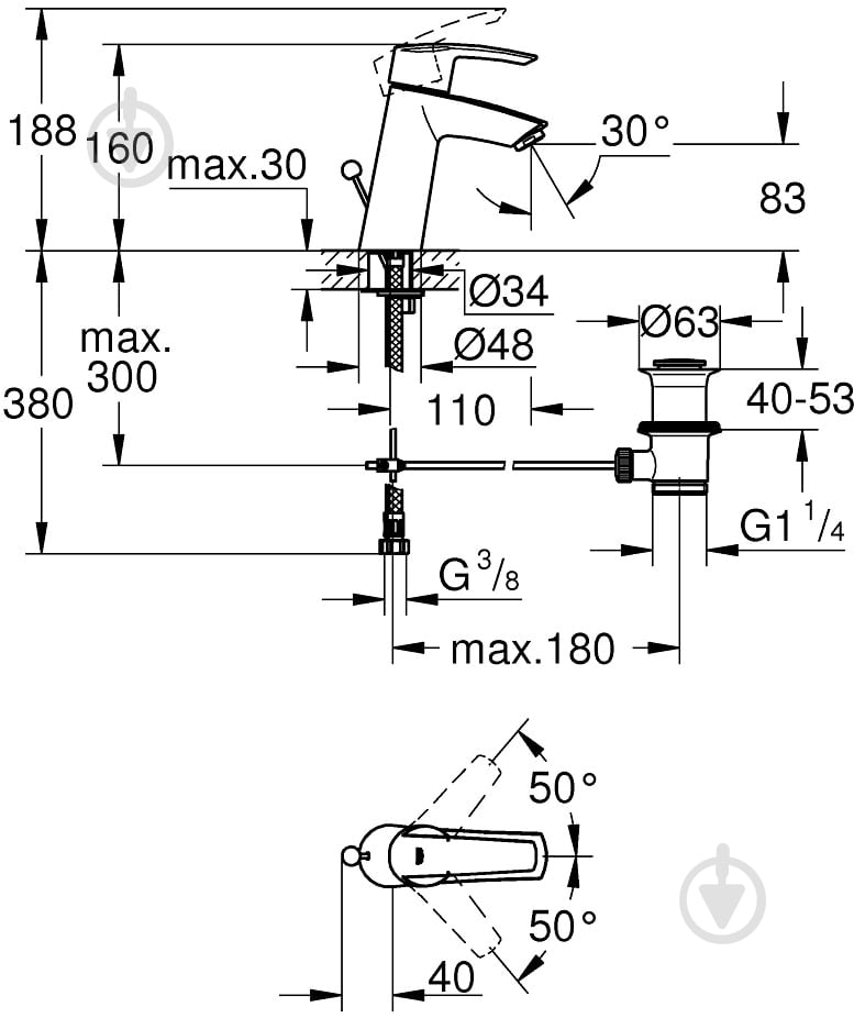 Смеситель для умывальника Grohe Start 23455000 - фото 4