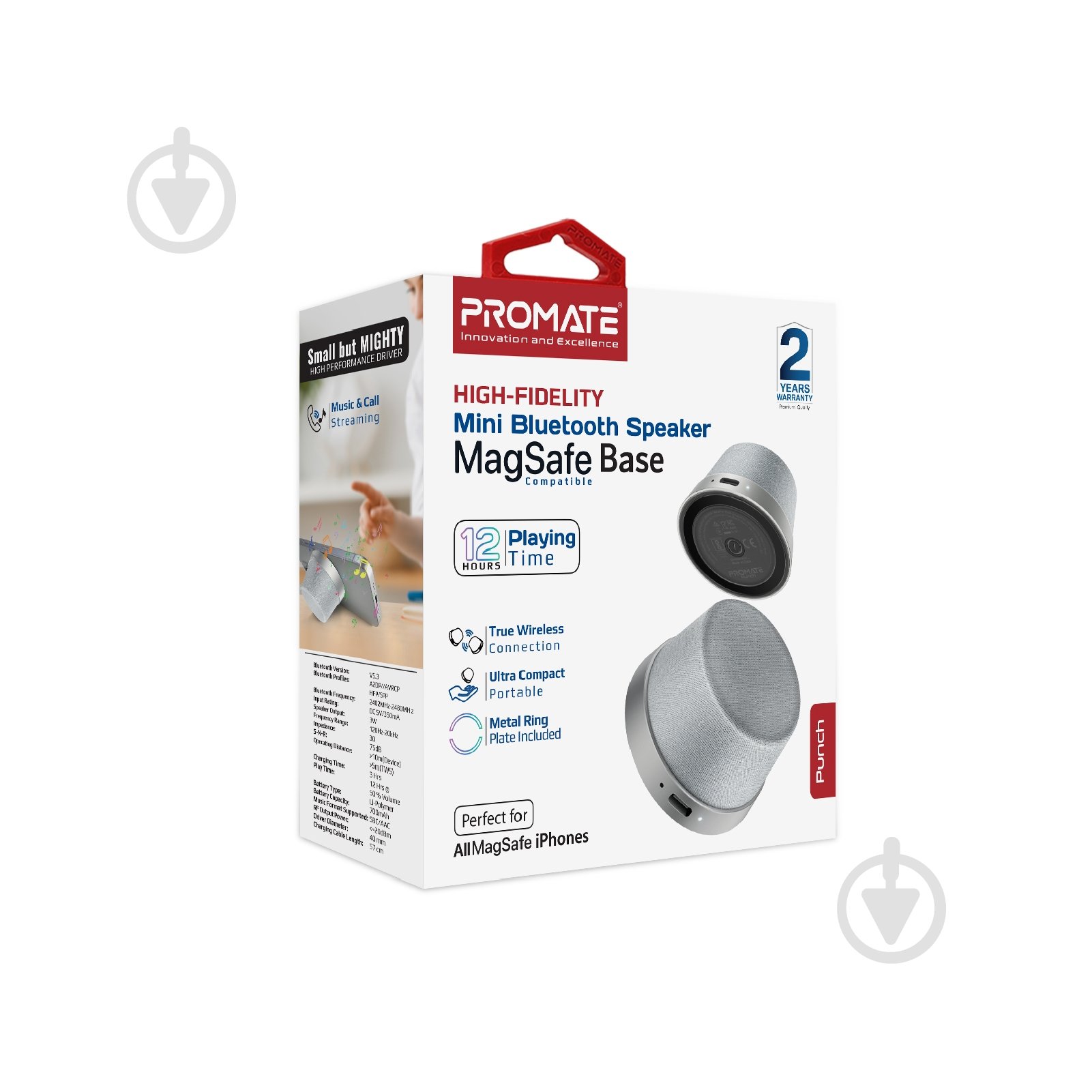 Акустическая система Promate Punch silver (punch.silver) - фото 8