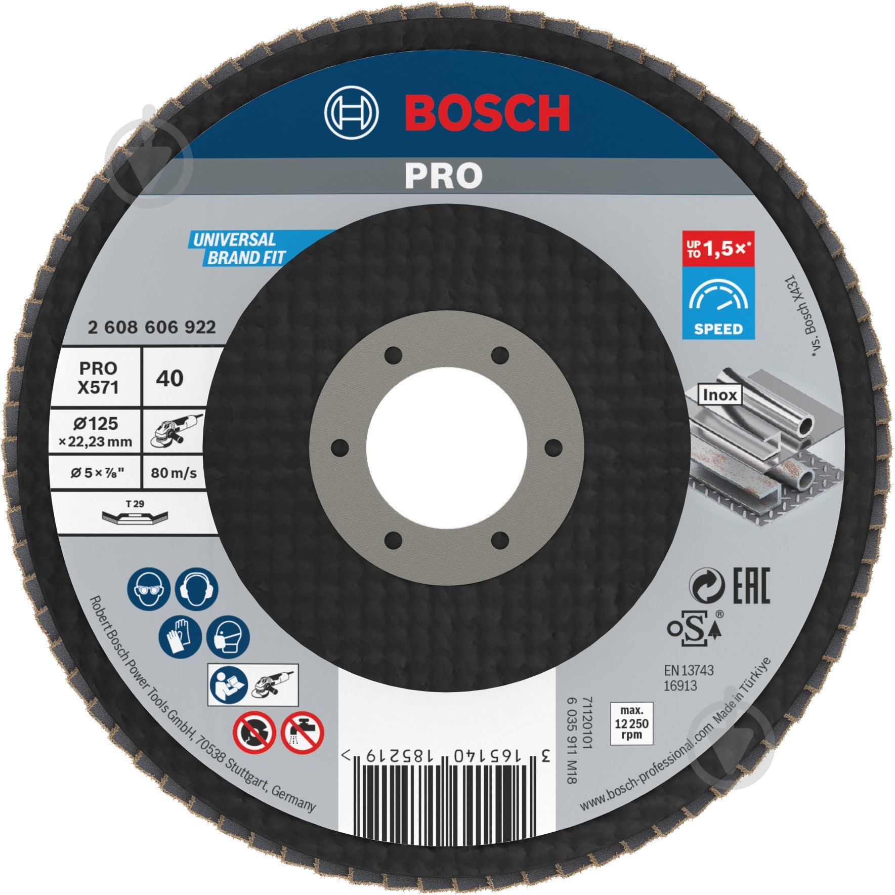Круг пелюстковий Bosch PRO X571 125 мм P40 2608606922 - фото 1
