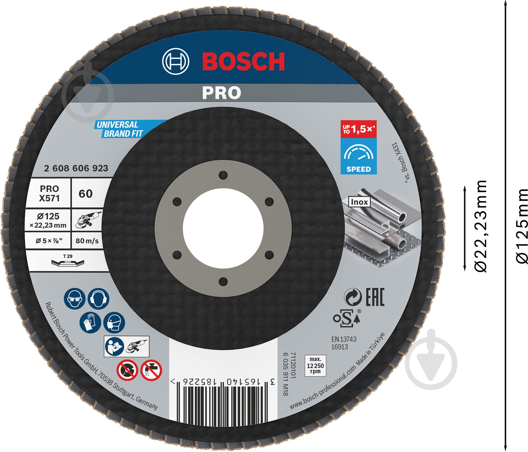 Круг пелюстковий Bosch 125 мм P60 2608606923 - фото 2