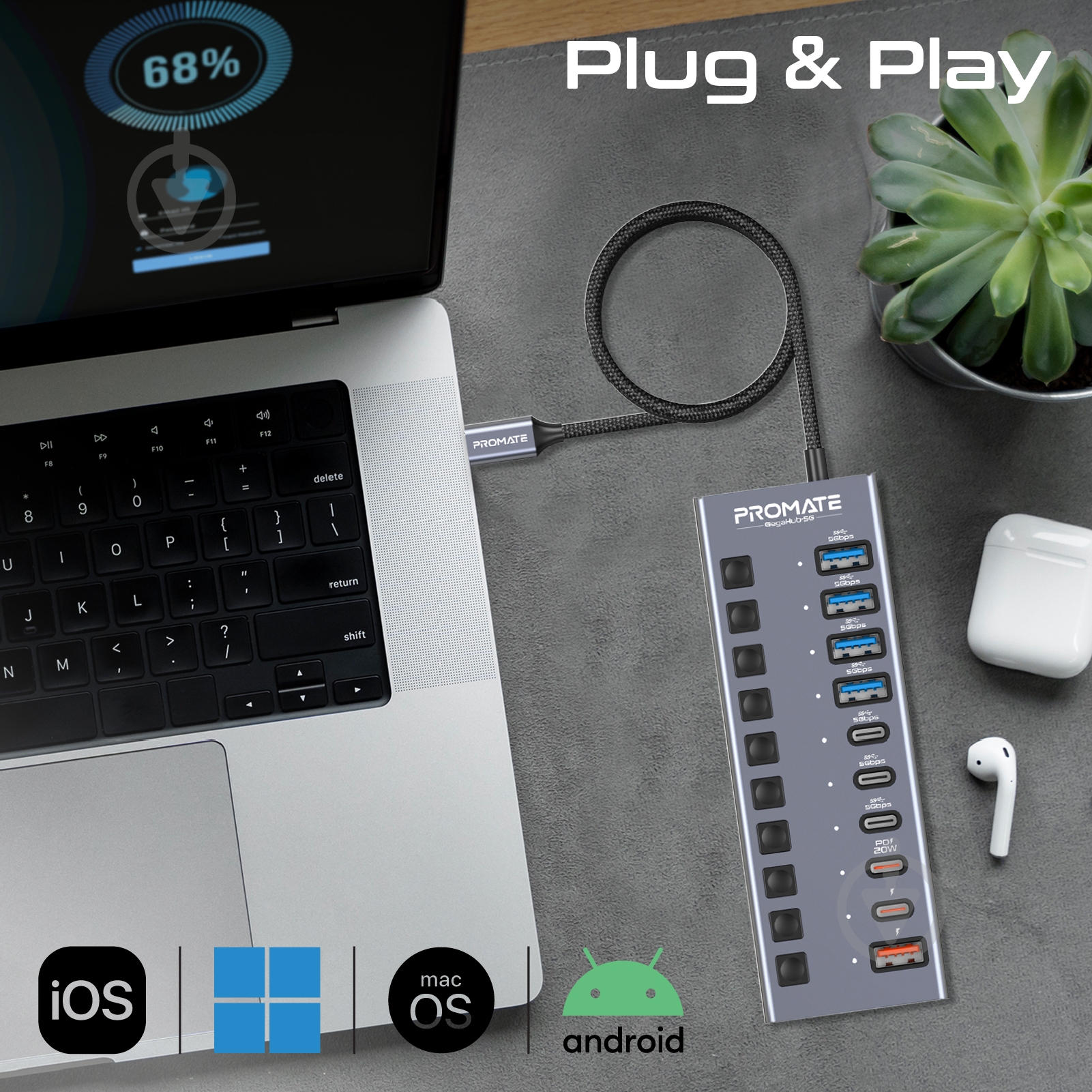 USB-хаб Promate Gegahub-5G - фото 5