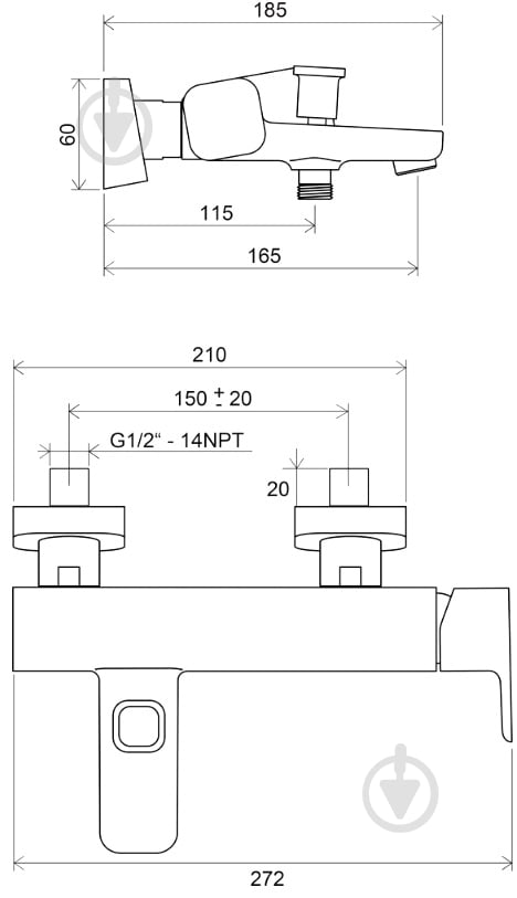 Смеситель для ванны Ravak 10 TD 022.00/150 X070065 - фото 6 Смеситель для ванны Ravak 10 TD 022.00/150 X070065 - фото 6