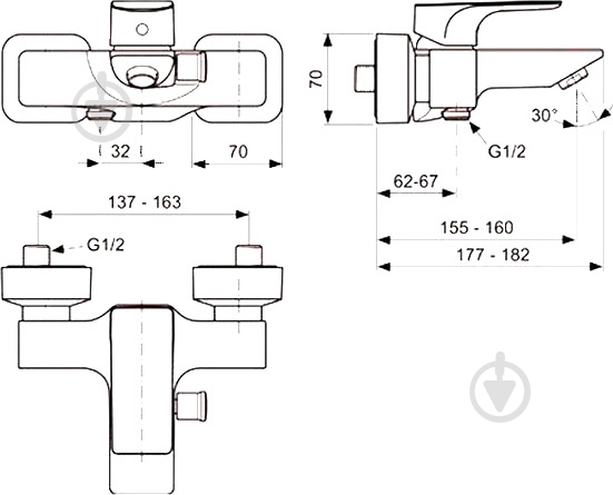 Смеситель для ванны Ideal Standard Strada A5848AA - фото 4