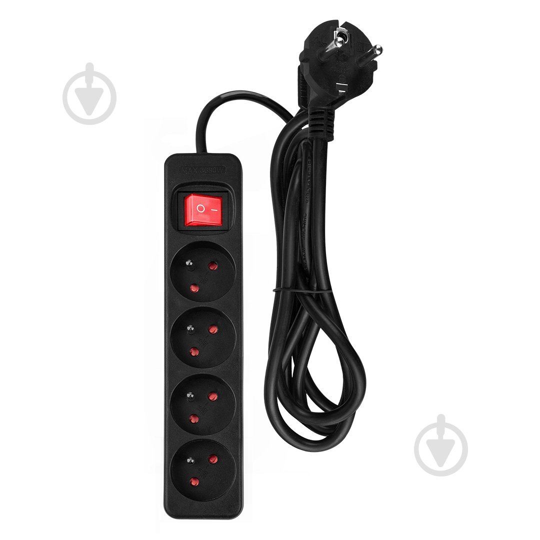 Подовжувач з вимикачем NEO tools із заземленням 4 гн. чорний 1,5 м 90-184 - фото 1 Подовжувач з вимикачем NEO tools із заземленням 4 гн. чорний 1,5 м 90-184 - фото 1