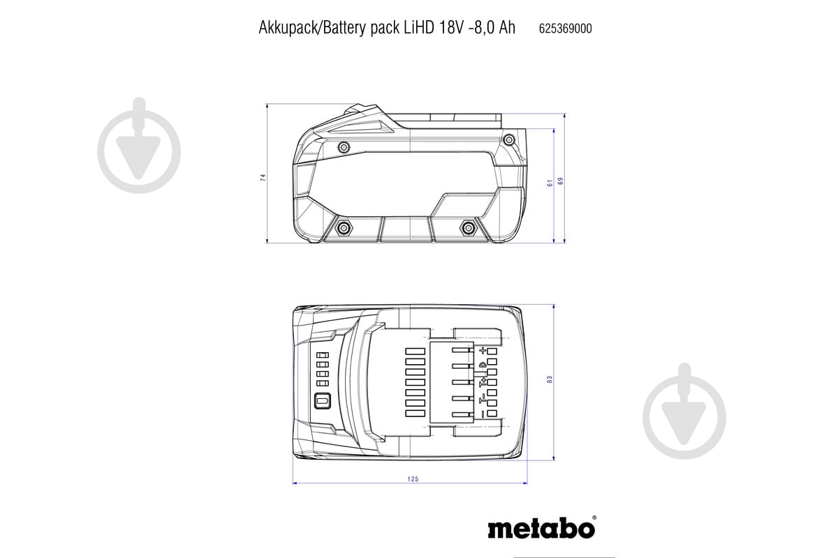 Аккумулятор Metabo 18,0V 10Ah LiHD 18 V 10.0 Ач 625549000 - фото 3