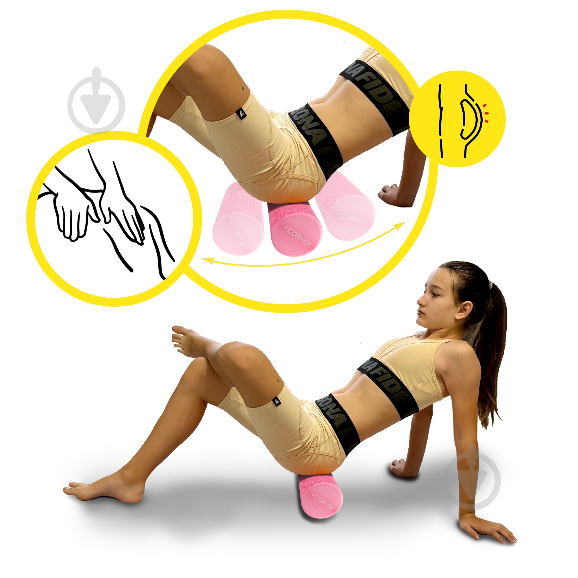 Масажний ролик Cornix EVA+ 30x15 см XR-0298 Pink - фото 7 Масажний ролик Cornix EVA+ 30x15 см XR-0298 Pink - фото 7