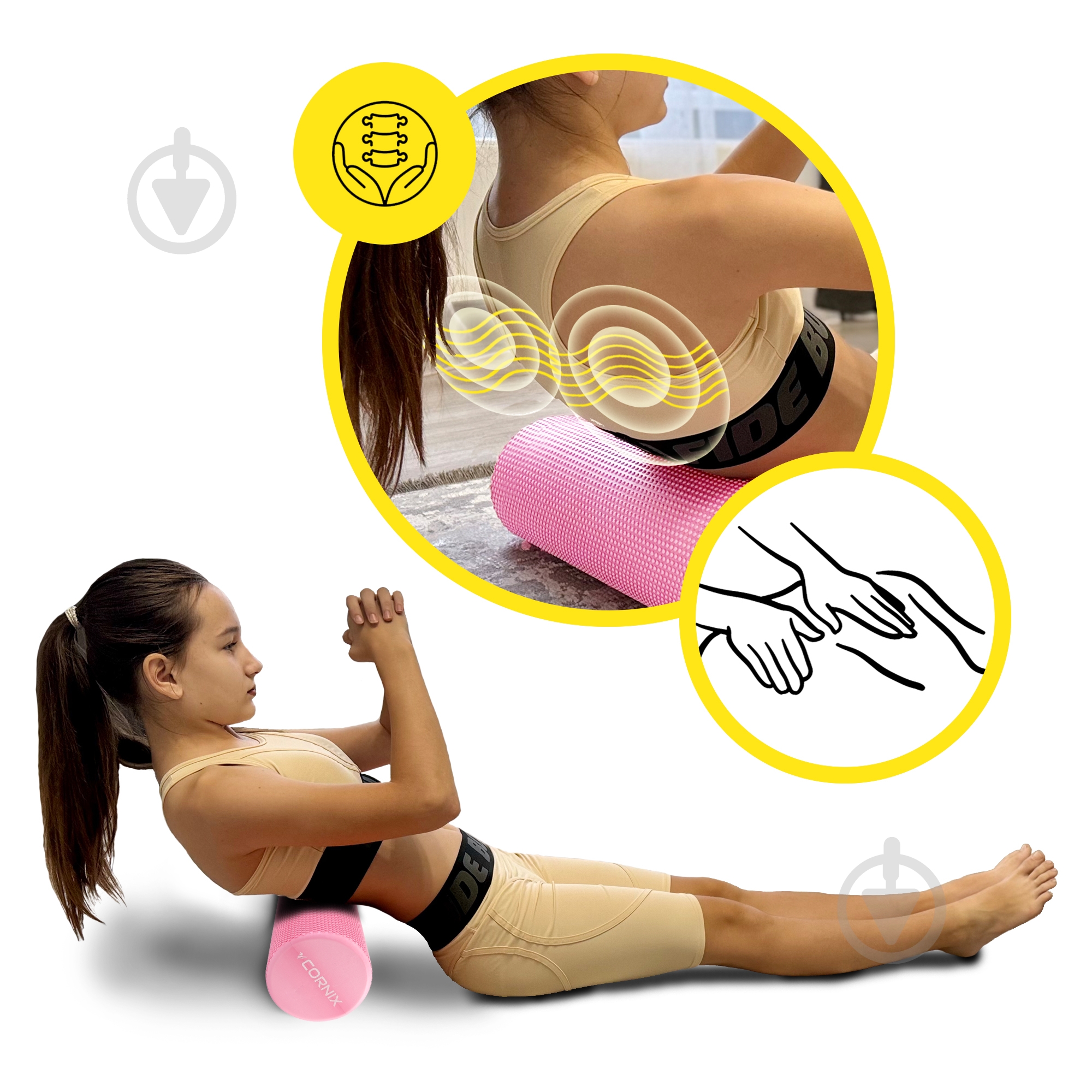 Масажний ролик Cornix EVA+ 30x15 см XR-0298 Pink - фото 3 Масажний ролик Cornix EVA+ 30x15 см XR-0298 Pink - фото 3