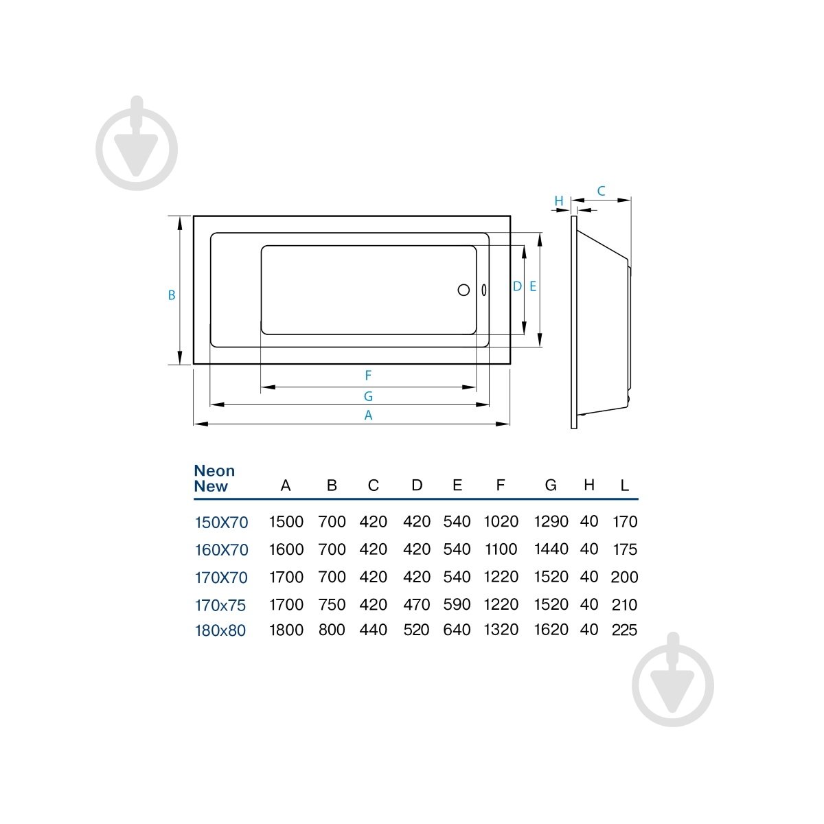 Ванна акриловая Koller Pool Neon new 170х70 см - фото 4