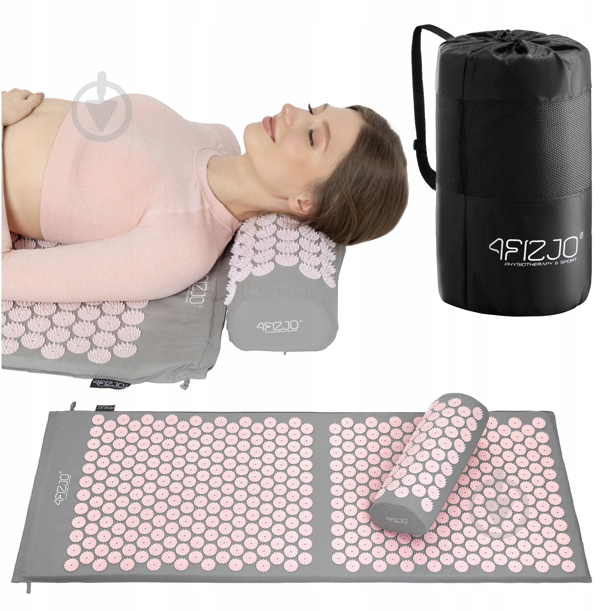 Коврик акупунктурный 4fizjo Classic Mat XL Аппликатор Кузнецова 4FJ0288 Grey/Pink (P-5907739313294) - фото 1