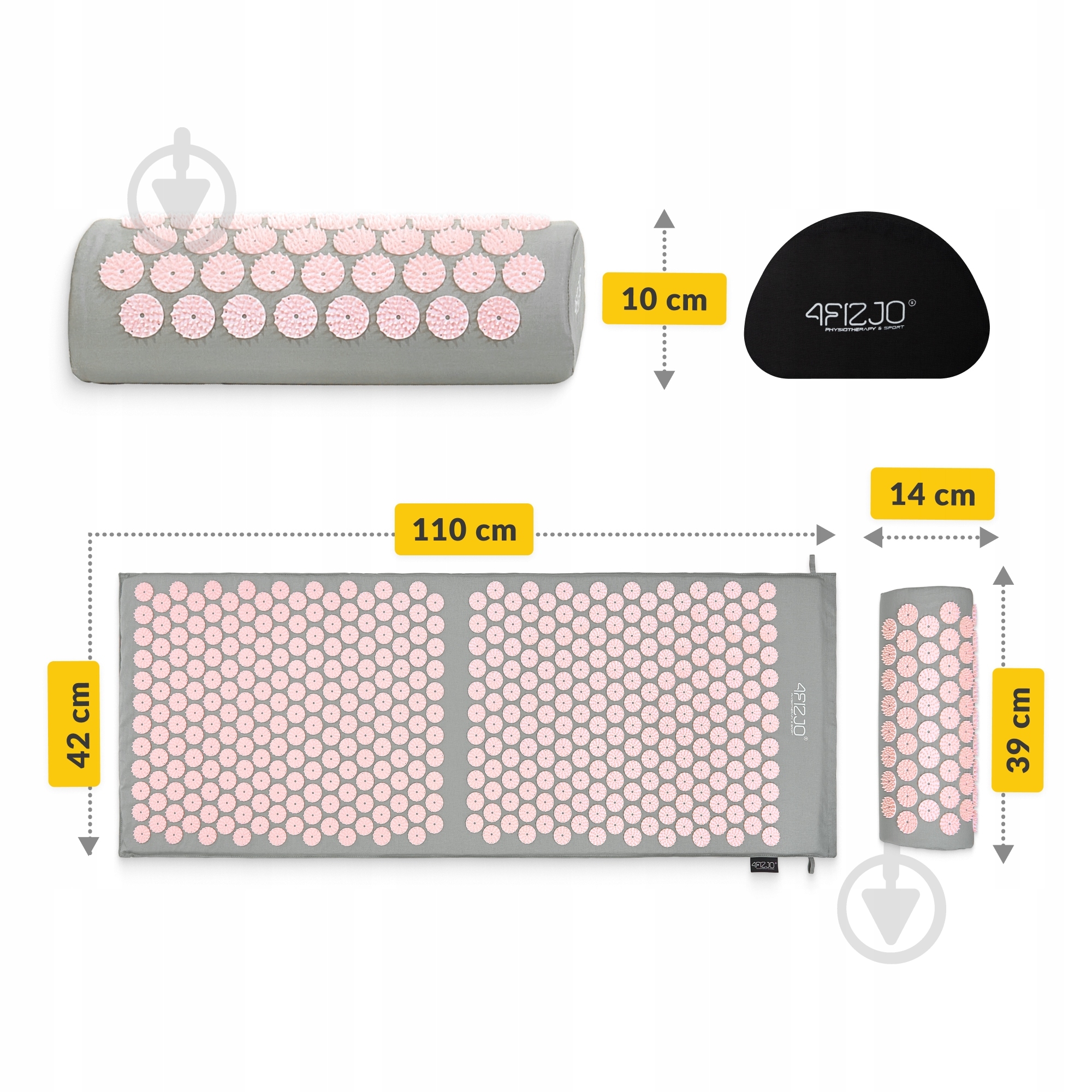 Коврик акупунктурный 4fizjo Classic Mat XL Аппликатор Кузнецова 4FJ0288 Grey/Pink (P-5907739313294) - фото 6