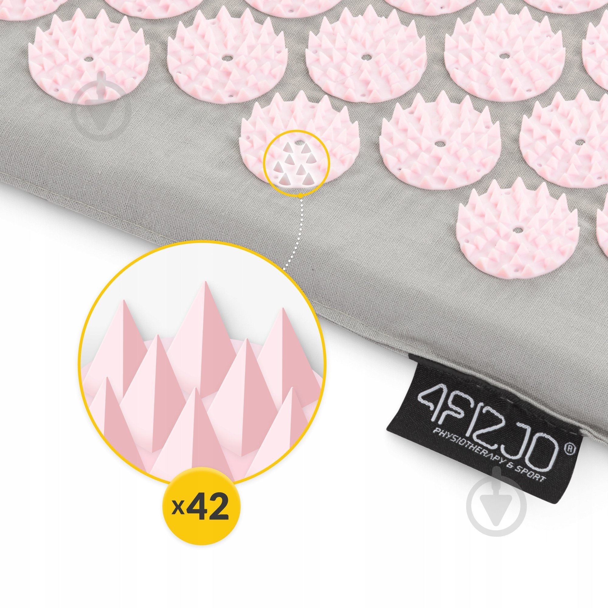 Коврик акупунктурный 4fizjo Classic Mat XL Аппликатор Кузнецова 4FJ0288 Grey/Pink (P-5907739313294) - фото 4