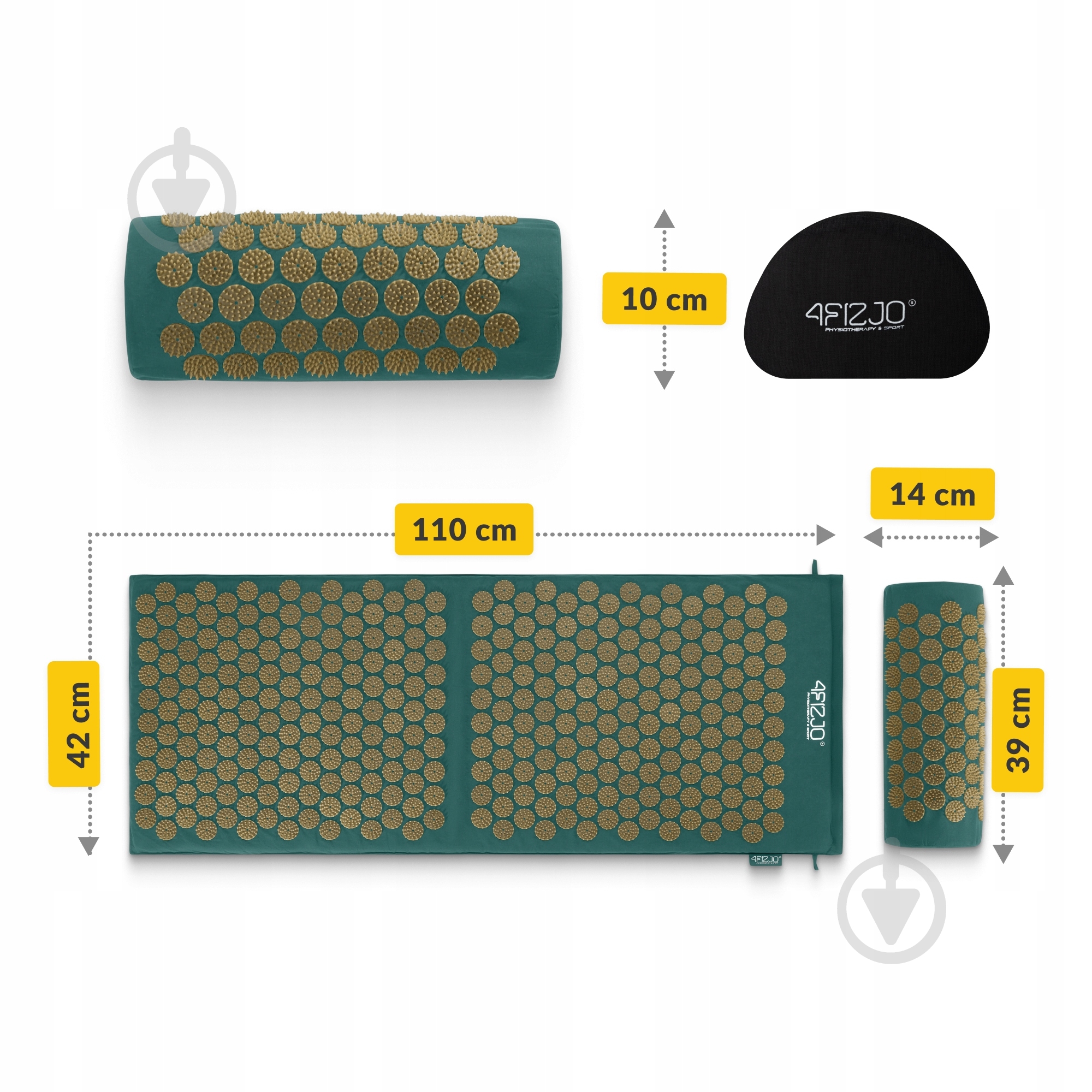 Коврик акупунктурный 4fizjo Classic Mat XL Аппликатор Кузнецова 4FJ0289 Navy Green/Gold (P-5907739313317) - фото 11