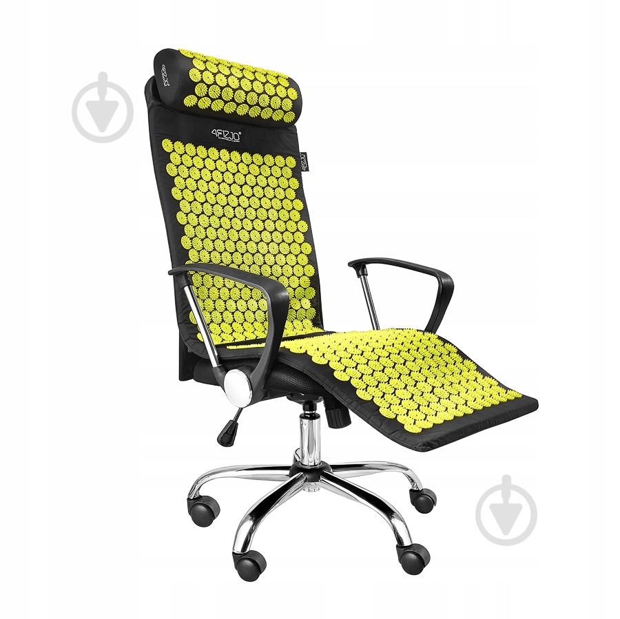 Килимок акупунктурний 4fizjo з валиком Classic Mat XL Аплікатор Кузнєцова 4FJ0087 Black/Yellow - фото 1