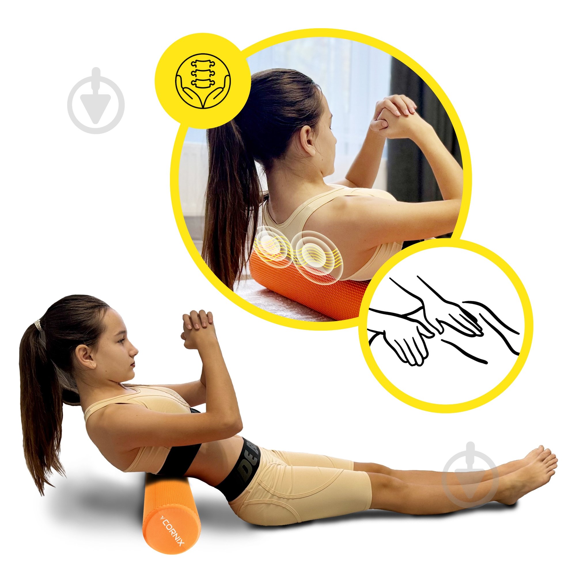 Массажный ролик Cornix EVA+ 60x15 см XR-0307 Orange - фото 3 Массажный ролик Cornix EVA+ 60x15 см XR-0307 Orange - фото 3