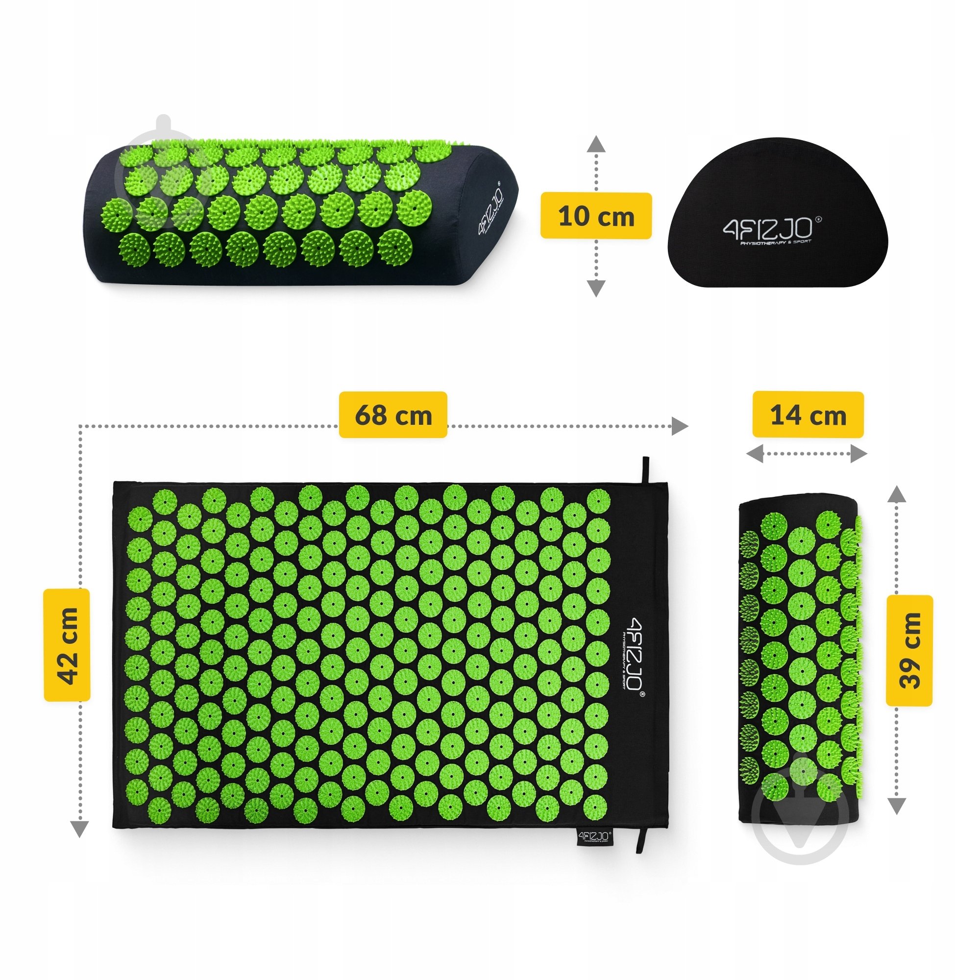 Коврик акупунктурный 4fizjo Classic Mat Аппликатор Кузнецова 4FJ0043 Black/Green (P-5907222931745) - фото 7