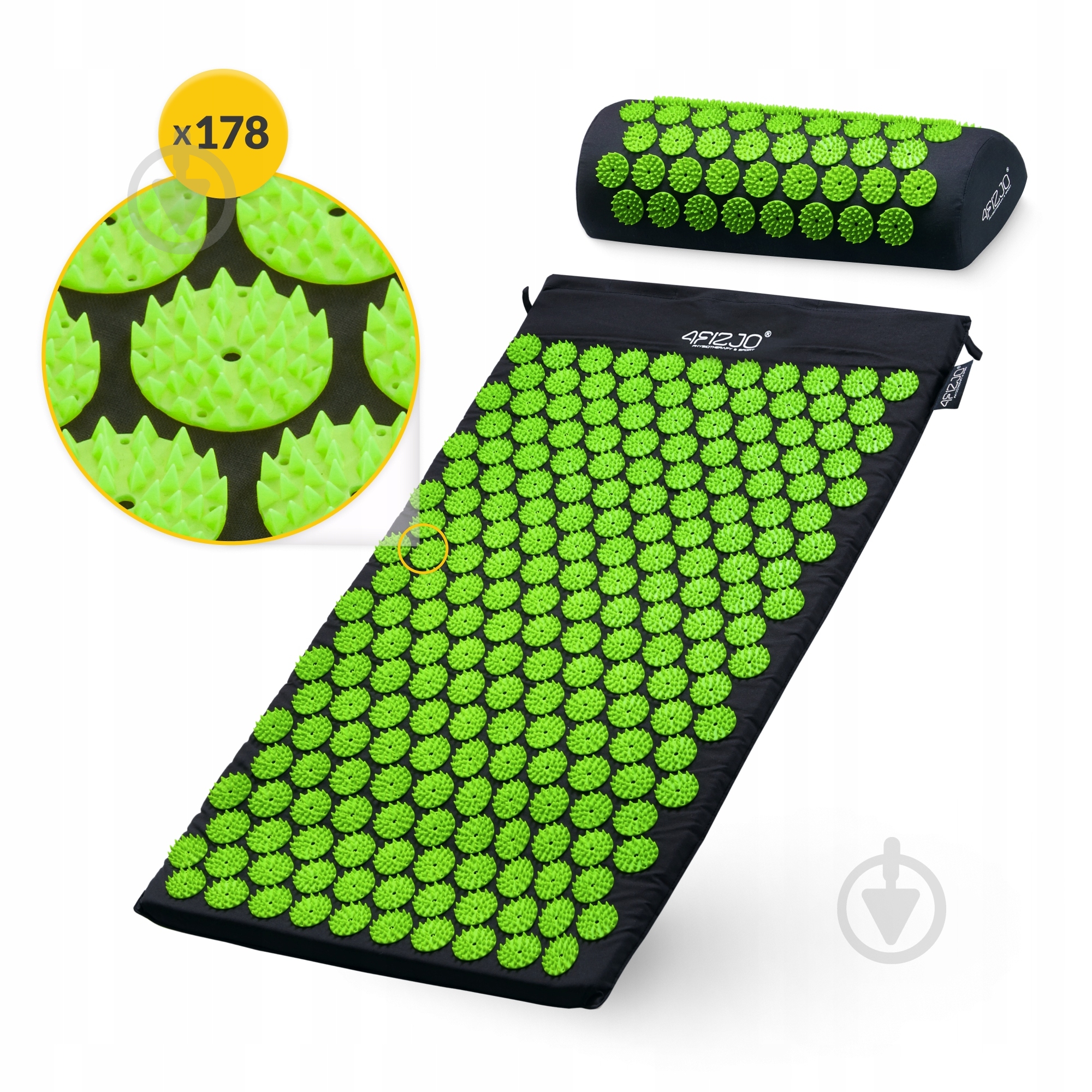 Коврик акупунктурный 4fizjo Classic Mat Аппликатор Кузнецова 4FJ0043 Black/Green (P-5907222931745) - фото 4