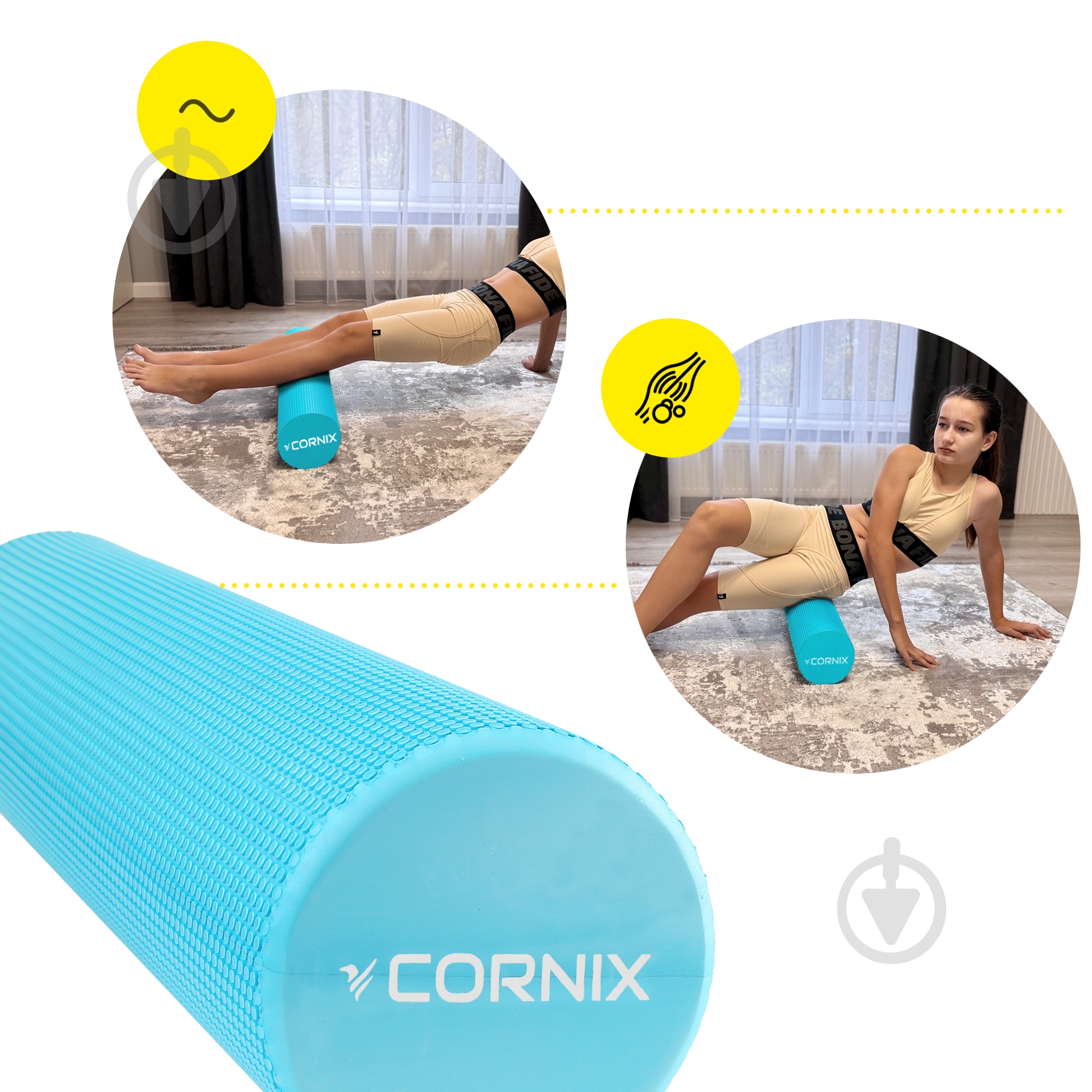 Масажний ролик Cornix EVA+ 60x15 см XR-0311 Blue - фото 8