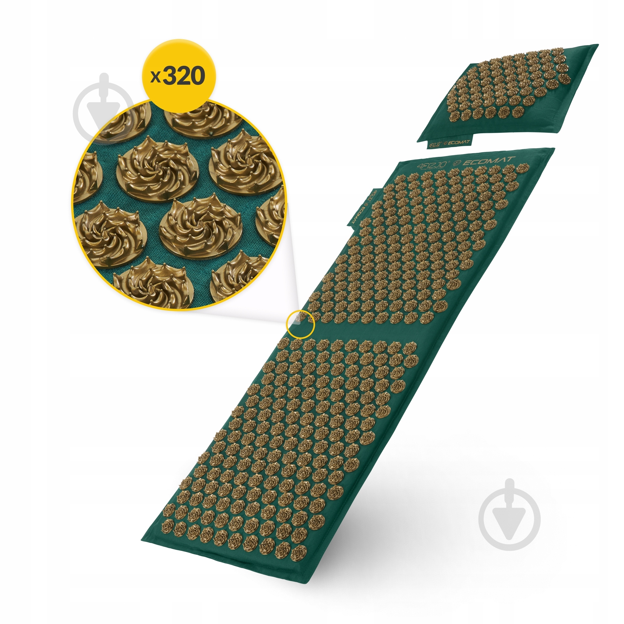 Коврик акупунктурный 4fizjo с подушкой Eco Mat XL Аппликатор Кузнецова 4FJ0290 Navy Green/Gold (P-5907739313614) - фото 3