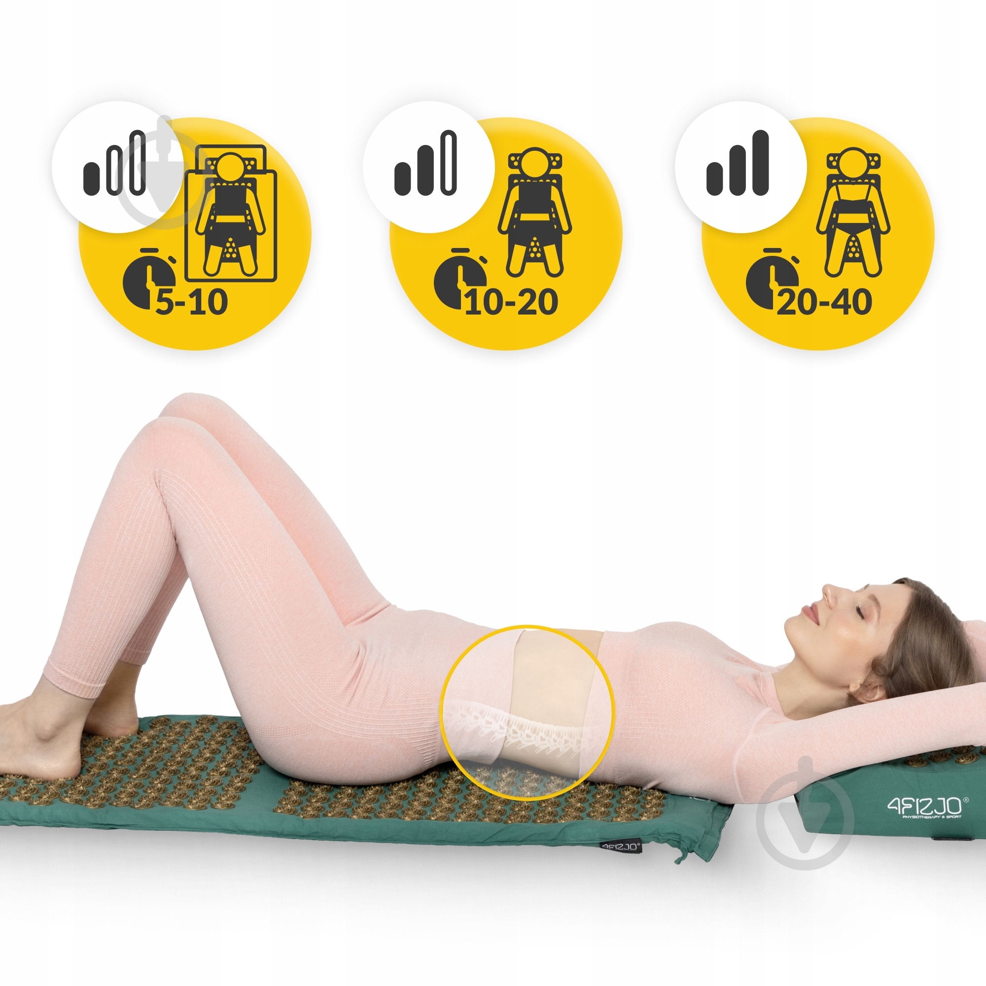 Коврик акупунктурный 4fizjo с подушкой Eco Mat XL Аппликатор Кузнецова 4FJ0290 Navy Green/Gold (P-5907739313614) - фото 5