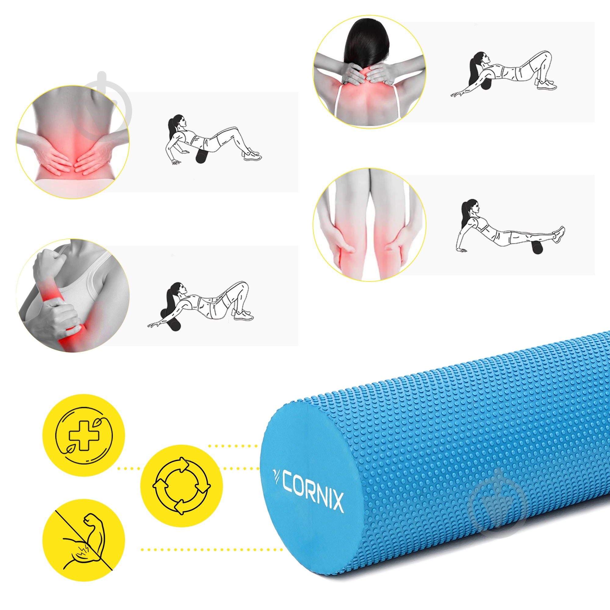 Массажный ролик Cornix EVA+ 90x15 см XR-0316 Blue - фото 7 Массажный ролик Cornix EVA+ 90x15 см XR-0316 Blue - фото 7