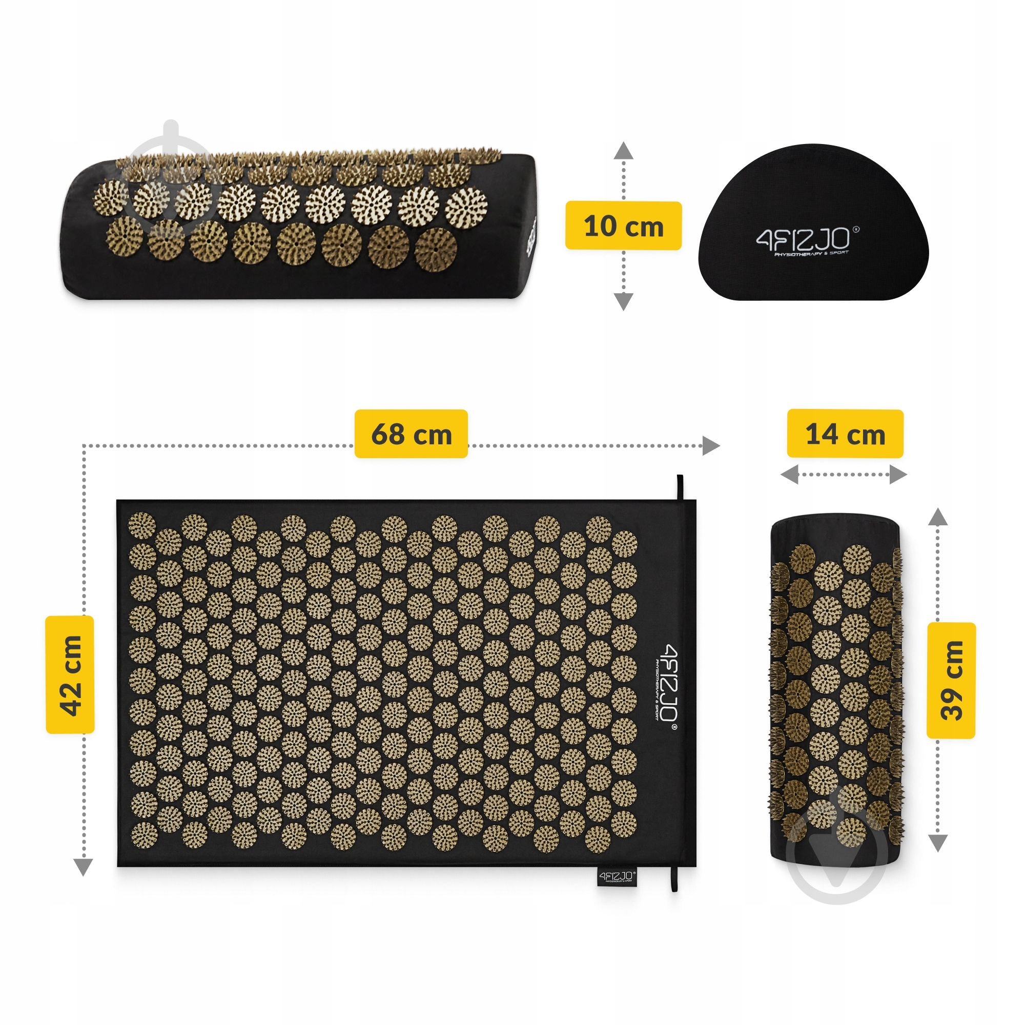 Коврик акупунктурный 4fizjo Classic Mat Аппликатор Кузнецова 4FJ0360 Black/Gold (P-5907739314987) - фото 12