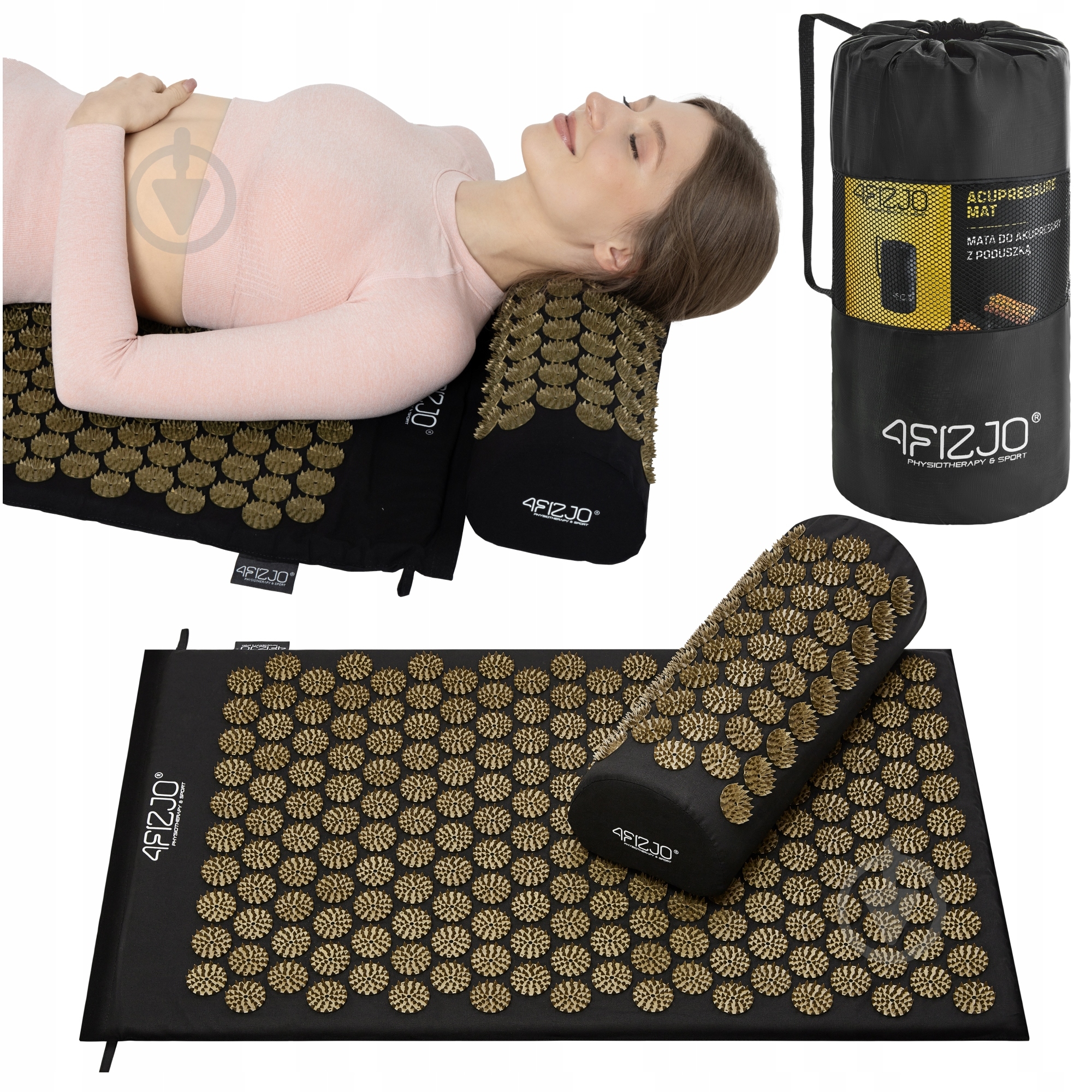 Коврик акупунктурный 4fizjo Classic Mat Аппликатор Кузнецова 4FJ0360 Black/Gold (P-5907739314987) - фото 1