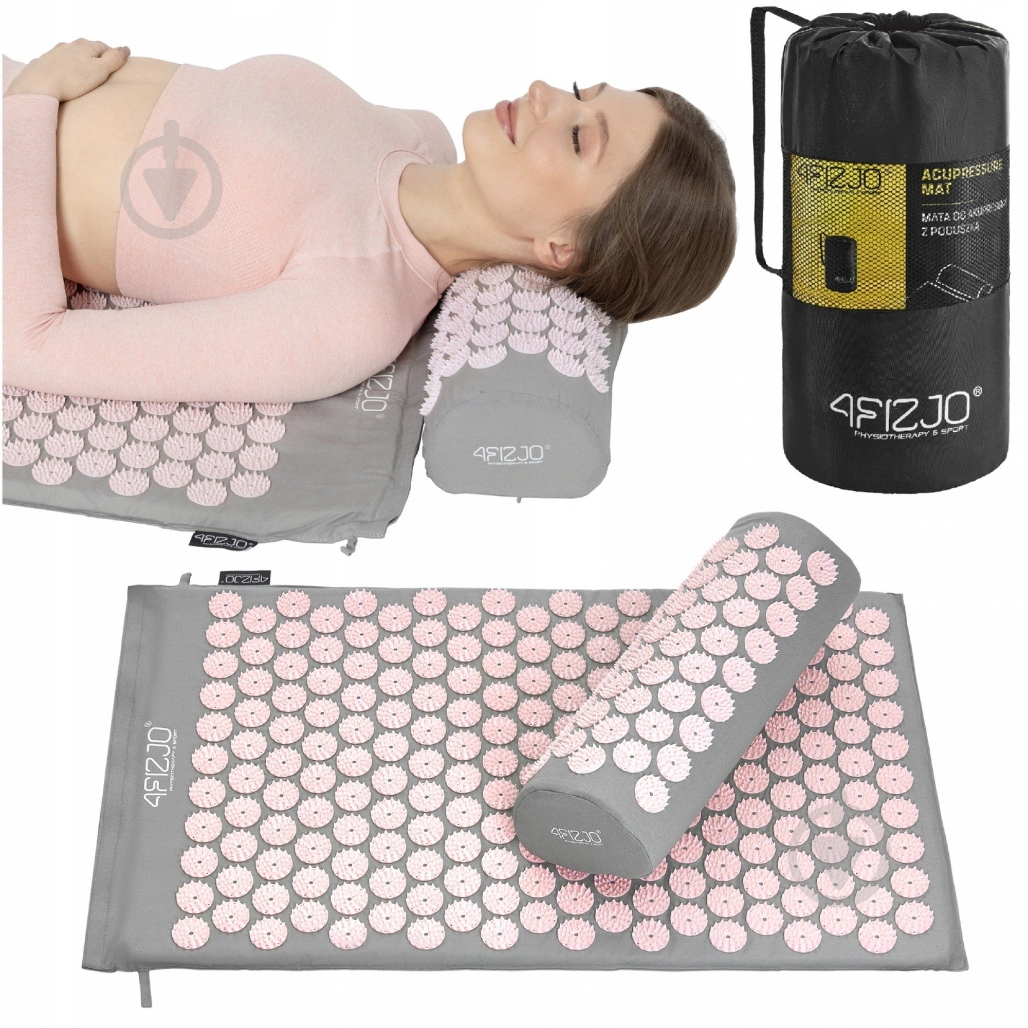 Коврик акупунктурный 4fizjo Classic Mat Аппликатор Кузнецова 4FJ0287 Grey/Pink (P-5907739313287) - фото 1
