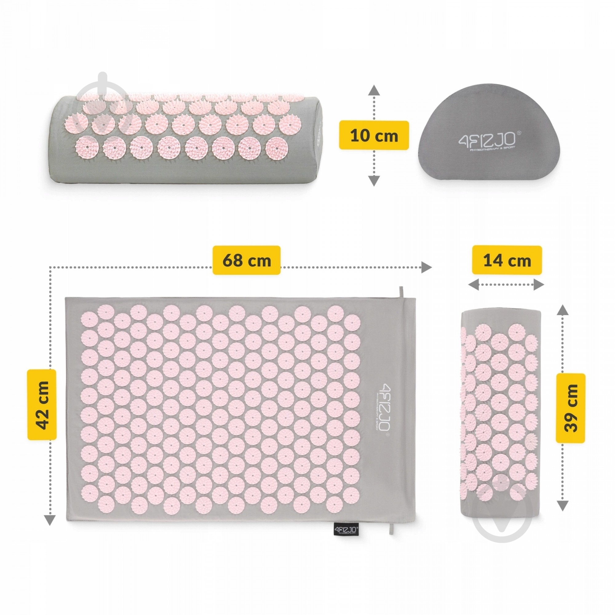 Коврик акупунктурный 4fizjo Classic Mat Аппликатор Кузнецова 4FJ0287 Grey/Pink (P-5907739313287) - фото 10