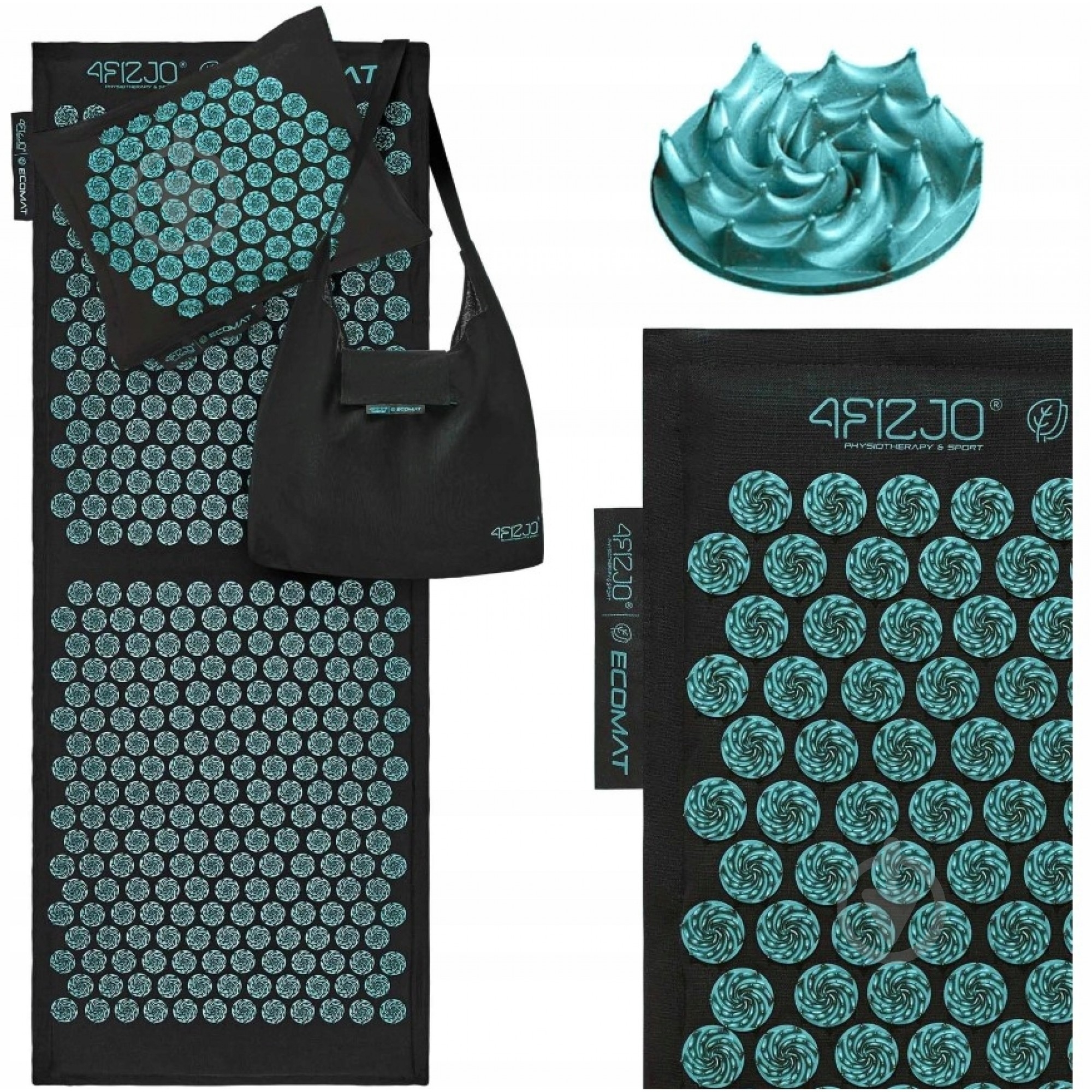 Коврик акупунктурный 4fizjo с подушкой Eco Mat XL Аппликатор Кузнецова 4FJ0514 Black/Blue (P-5907739317452) - фото 3