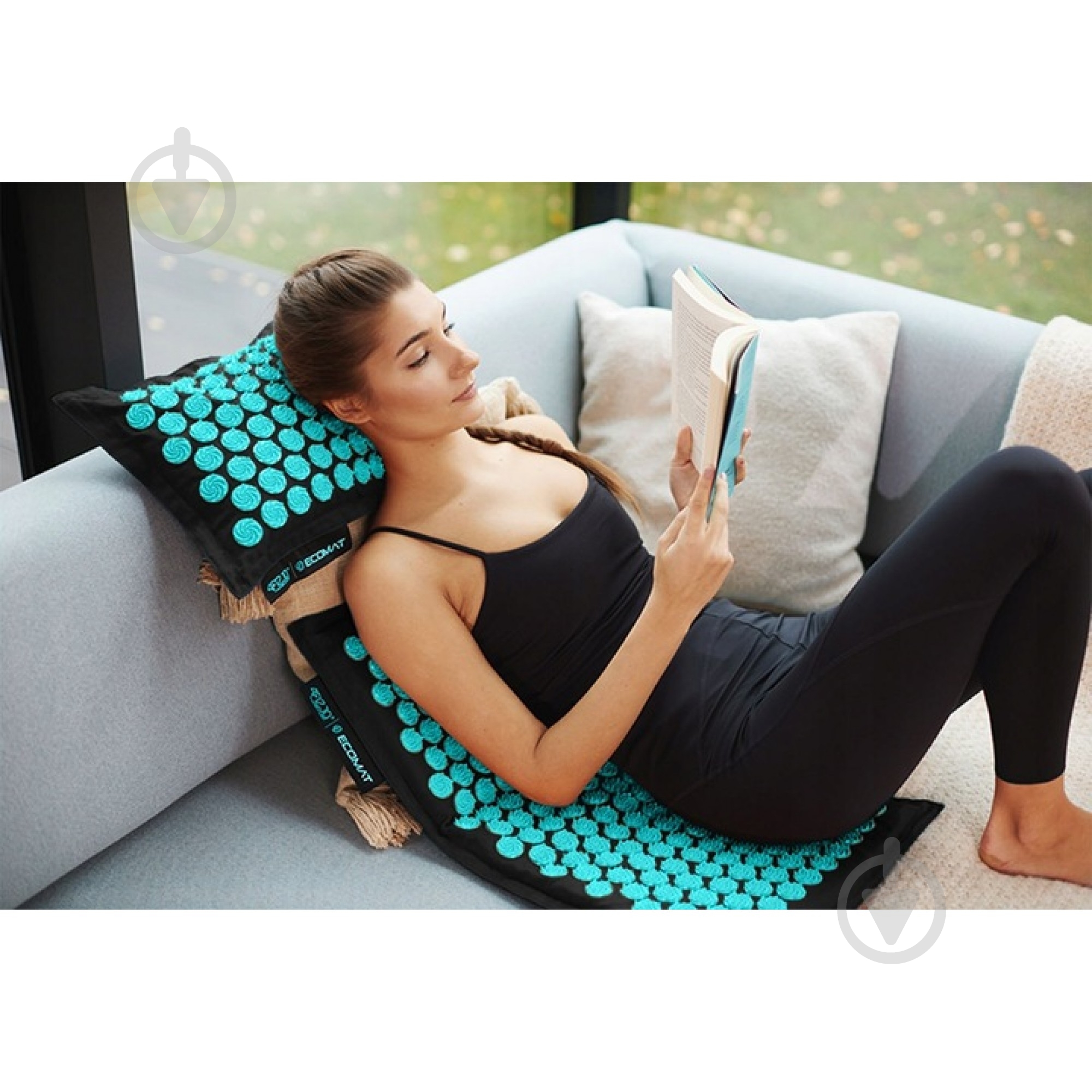 Коврик акупунктурный 4fizjo с подушкой Eco Mat XL Аппликатор Кузнецова 4FJ0514 Black/Blue (P-5907739317452) - фото 2