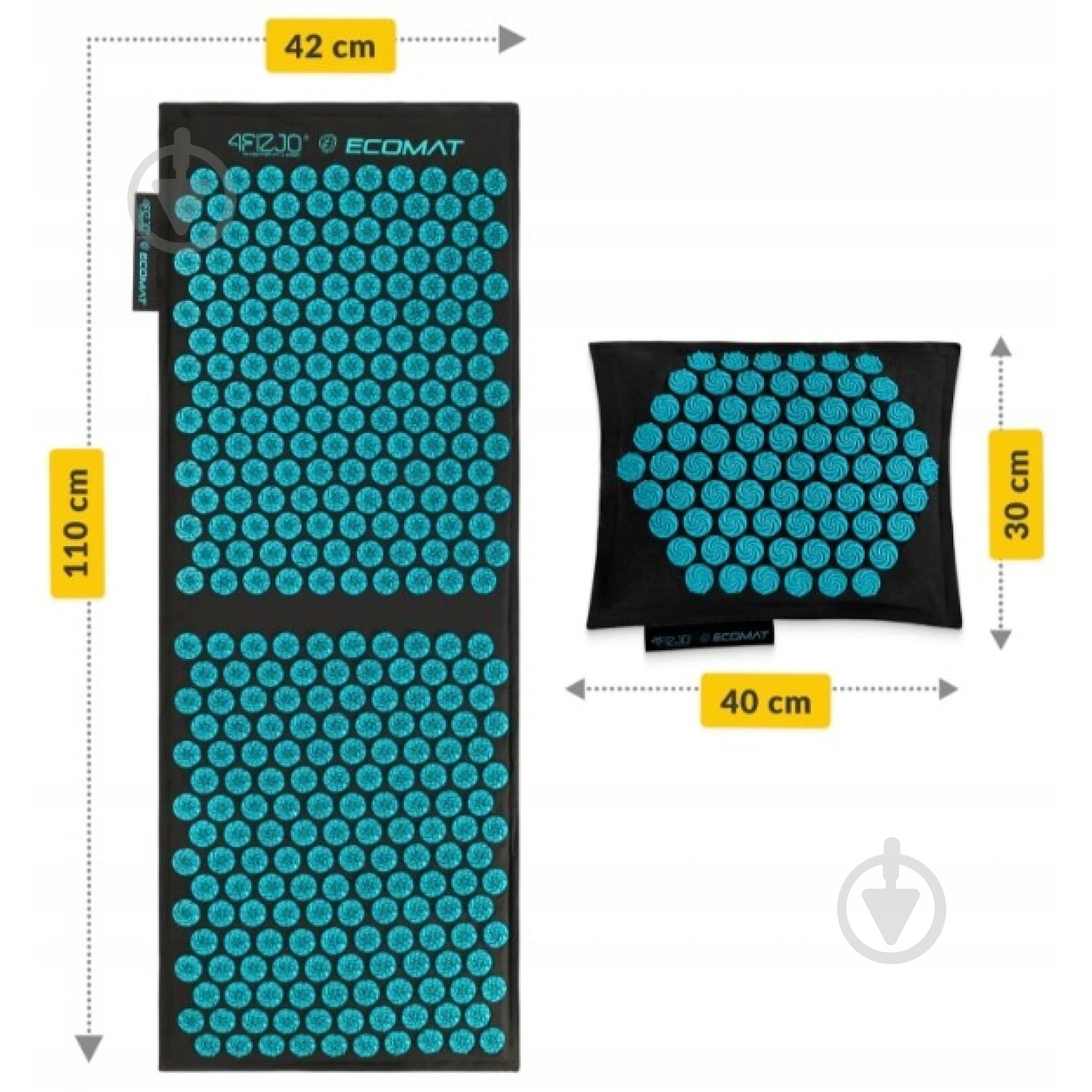 Коврик акупунктурный 4fizjo с подушкой Eco Mat XL Аппликатор Кузнецова 4FJ0514 Black/Blue (P-5907739317452) - фото 11