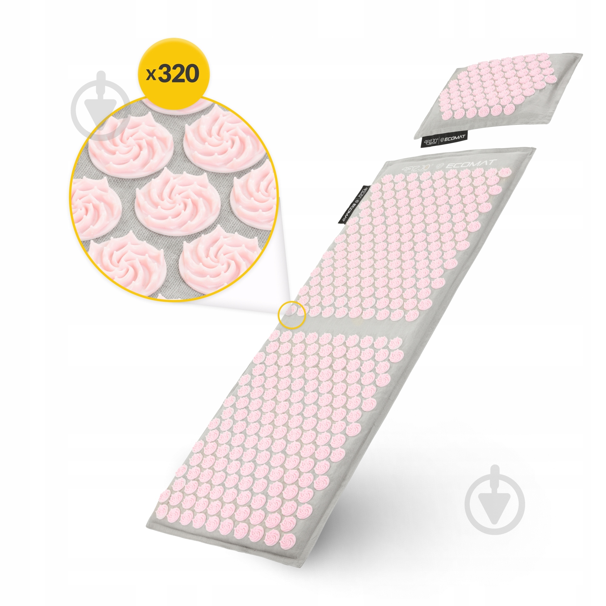 Коврик акупунктурный 4fizjo с подушкой Eco Mat XL Аппликатор Кузнецова 4FJ0515 Grey/Pink (P-5907739313607) - фото 7